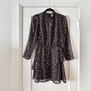 Floral Black and Pink Women's Mini Dress